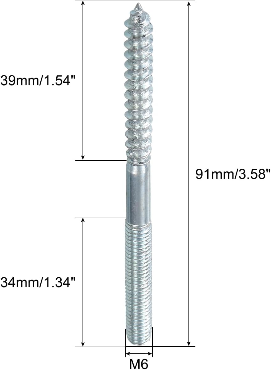Tornillos colgante M6 doble cabeza para madera 16 pzas