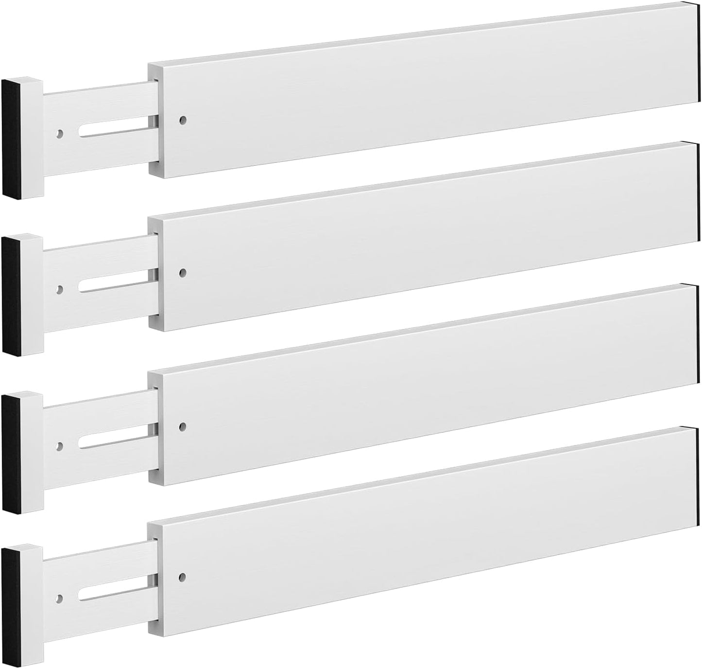 4 Pzas Separadores Cajón Bambú Ajustables Blanco
