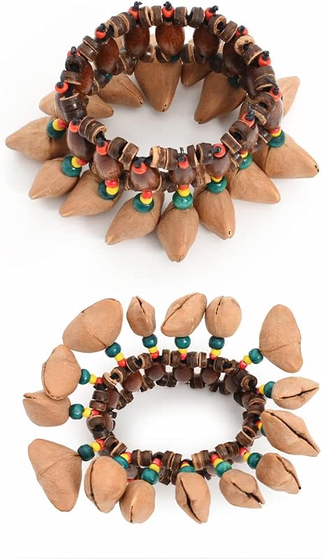 Pulsera campana concha nuez africana estilo tribal