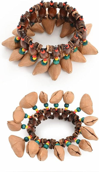 Pulsera campana concha nuez africana estilo tribal
