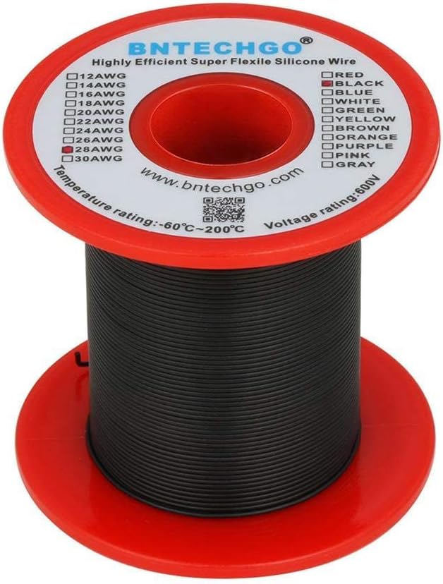 Carrete alambre silicona 28awg 250pies negro flexible
