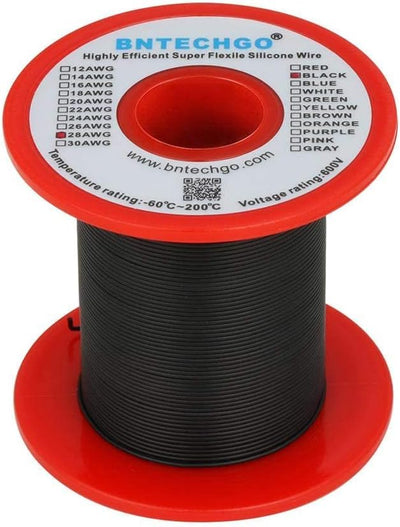 Carrete alambre silicona 28awg 250pies negro flexible