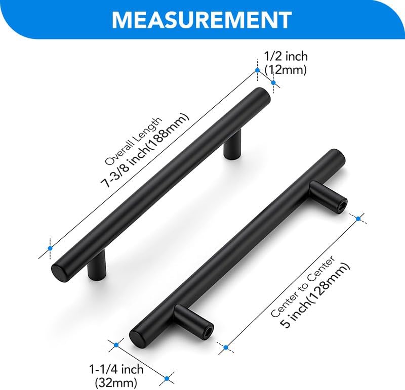 30 Manijas Gabinete Negro 5pulg Acero Inox Tiradores Cajón