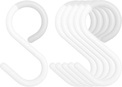 Ganchos plástico en S para colgar 3.5" set 6 blanco