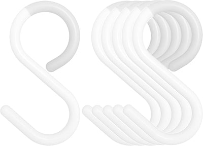 Ganchos plástico en S para colgar 3.5" set 6 blanco