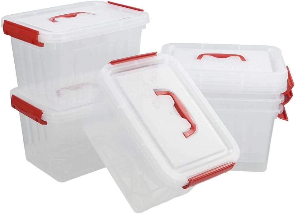 6 Pzas Contenedores Plástico 6qt Transparentes con Tapas