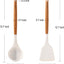 2 Pzas Utensilios Silicona Espátula Cucharón Madera Blanco