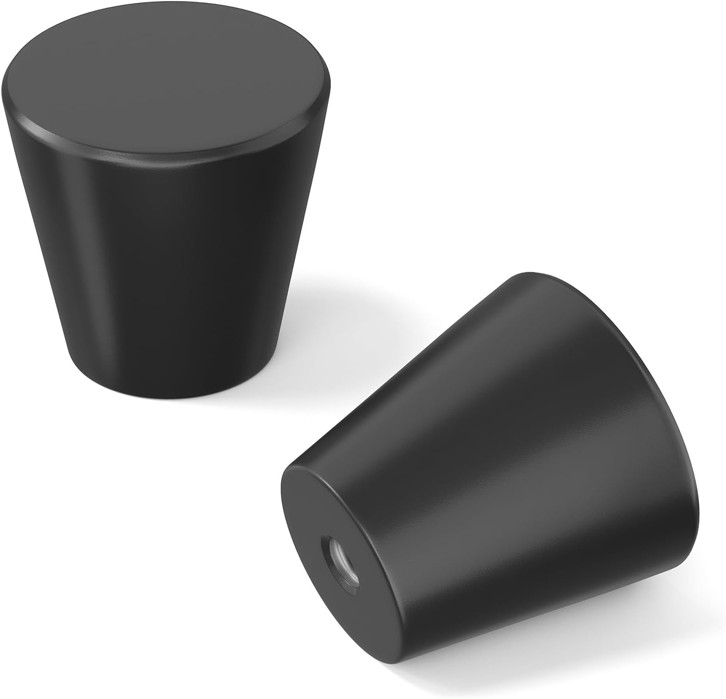 25 Pomos Negros para Gabinetes y Cajones Redondos