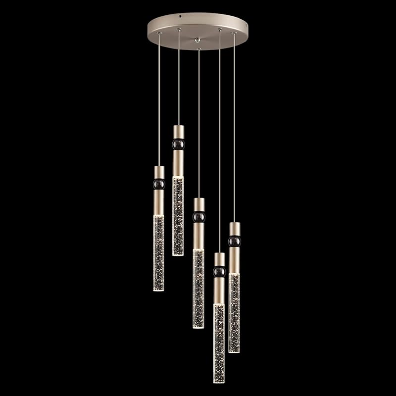 Lámpara colgante racimo 5 luces led isla cocina níquel
