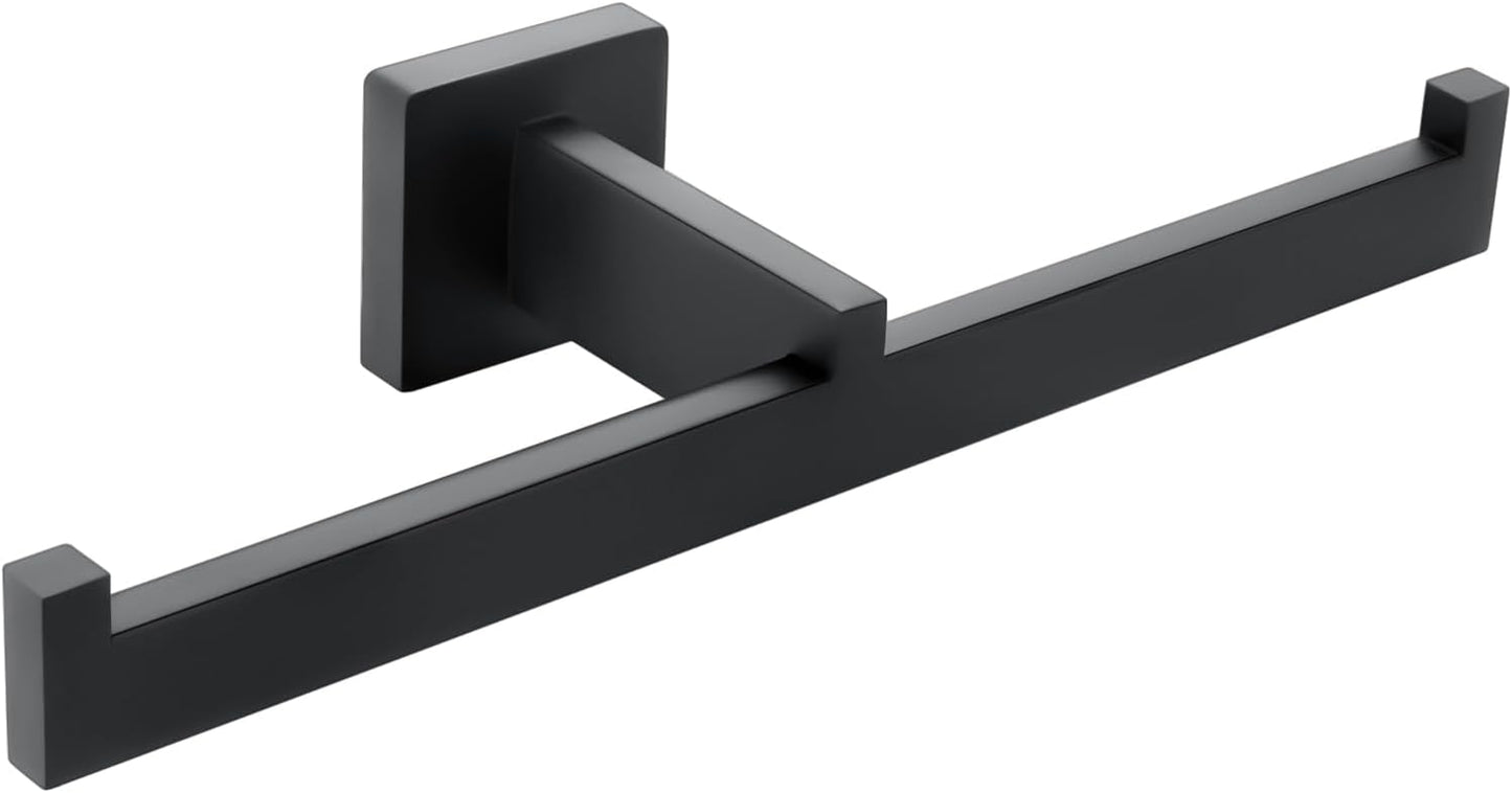 Soporte papel higiénico doble rollo acero inox 2en1 negro mate
