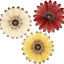 3 Flores Metal Rojo Crema Amarillo Decoración Jardín