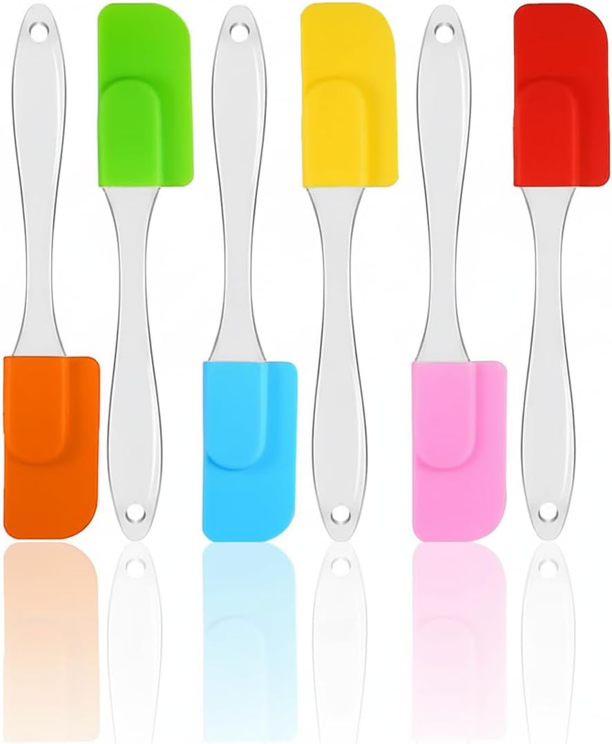 Set 6 espátulas silicona mango goma antiadherente cocina multicolor