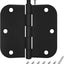 48 Bisagras Puerta Negras Mate 3.5x3.5" Redondeadas