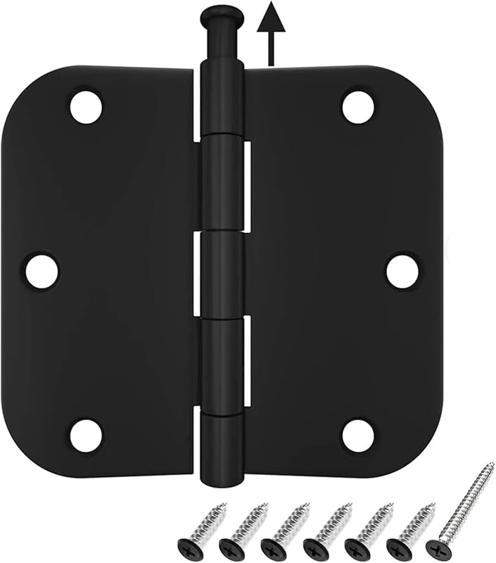 48 Bisagras Puerta Negras Mate 3.5x3.5" Redondeadas