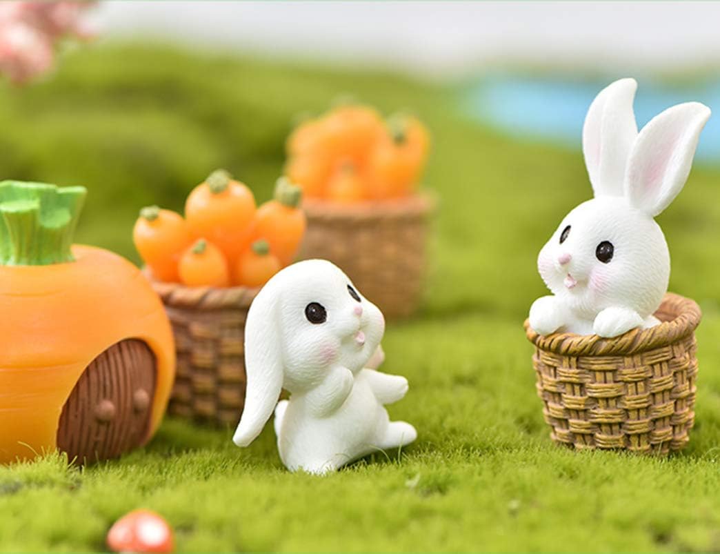 Figuras miniatura resina conejos jardín de hadas decoración