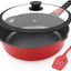 Sartén antiadherente 12pulg 5qt con tapa mango desmontable rojo
