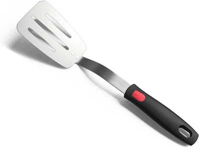 Espátula acero inox ranurada flexible para sartén hierro fundido