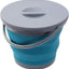 Cubo agua plegable con tapa bloqueo portátil RV camping azul