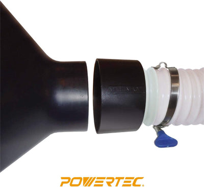 Adaptador acoplador rápido recolección polvo 4x2-1/2 negro