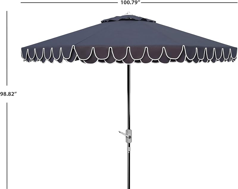 Sombrilla patio redonda 9ft borde blanco azul inclinación