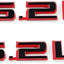 Set emblemas capó 3D 6.2L adhesivo rojo negro