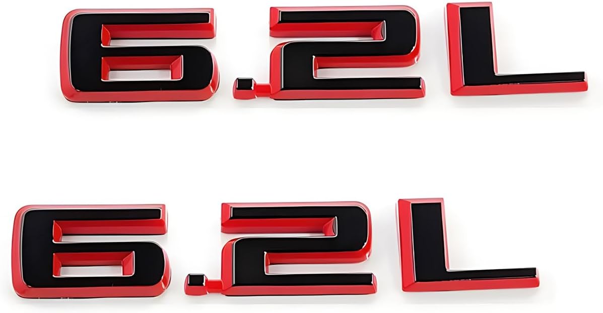 Set emblemas capó 3D 6.2L adhesivo rojo negro