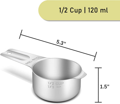 2 Pzas Tazas Medidoras Acero Inox 1/2 Taza