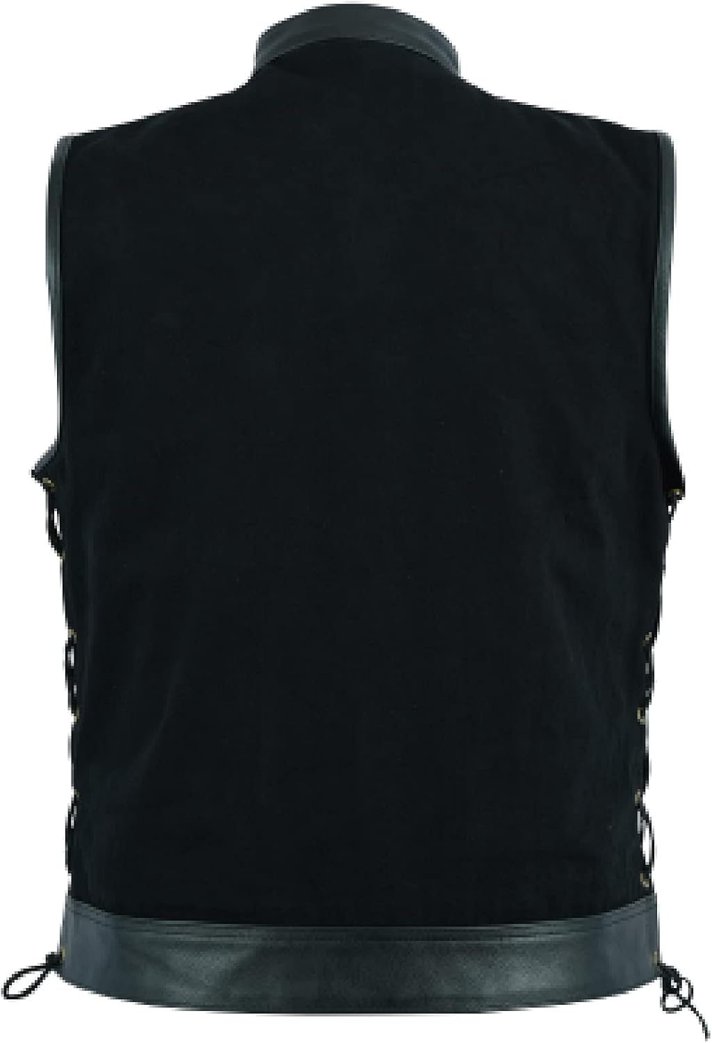 Chaleco mezclilla negro encaje lateral cuero motociclista