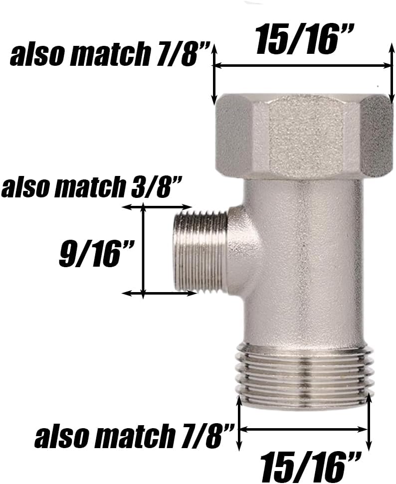 Adaptador en T para bidé válvula 3 vías latón