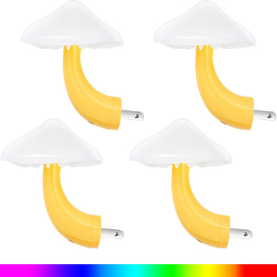 4 Pzas Luz Nocturna LED Hongo 7 Colores Con Cubierta Blanca