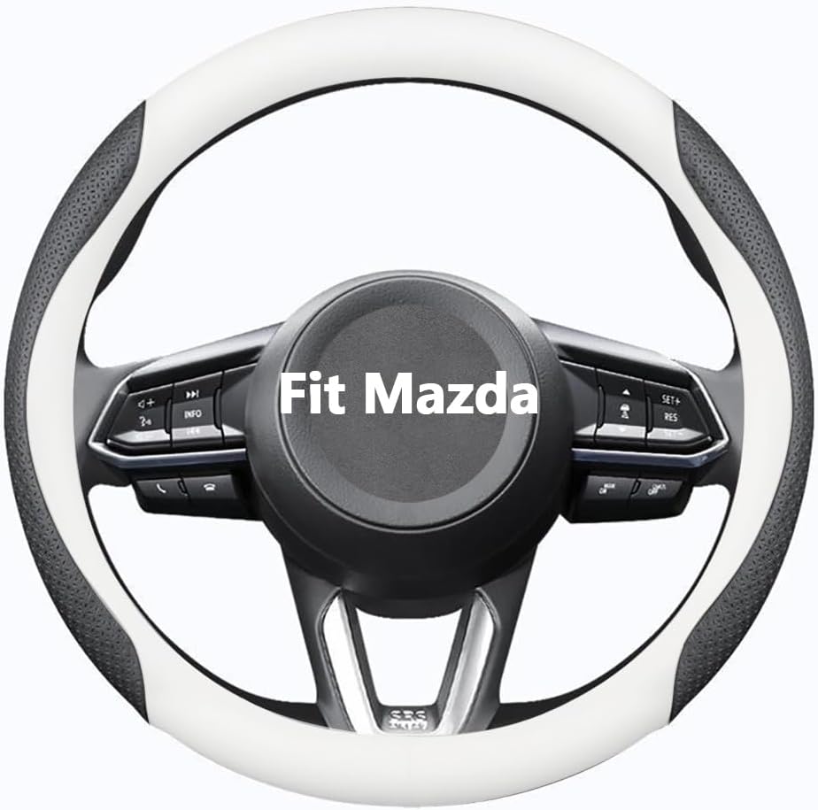 Funda cuero napa volante Mazda interior blanca