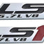 2 Pzas Placa Identificación 3D Motor 5.7L V8 Rojo Plateado