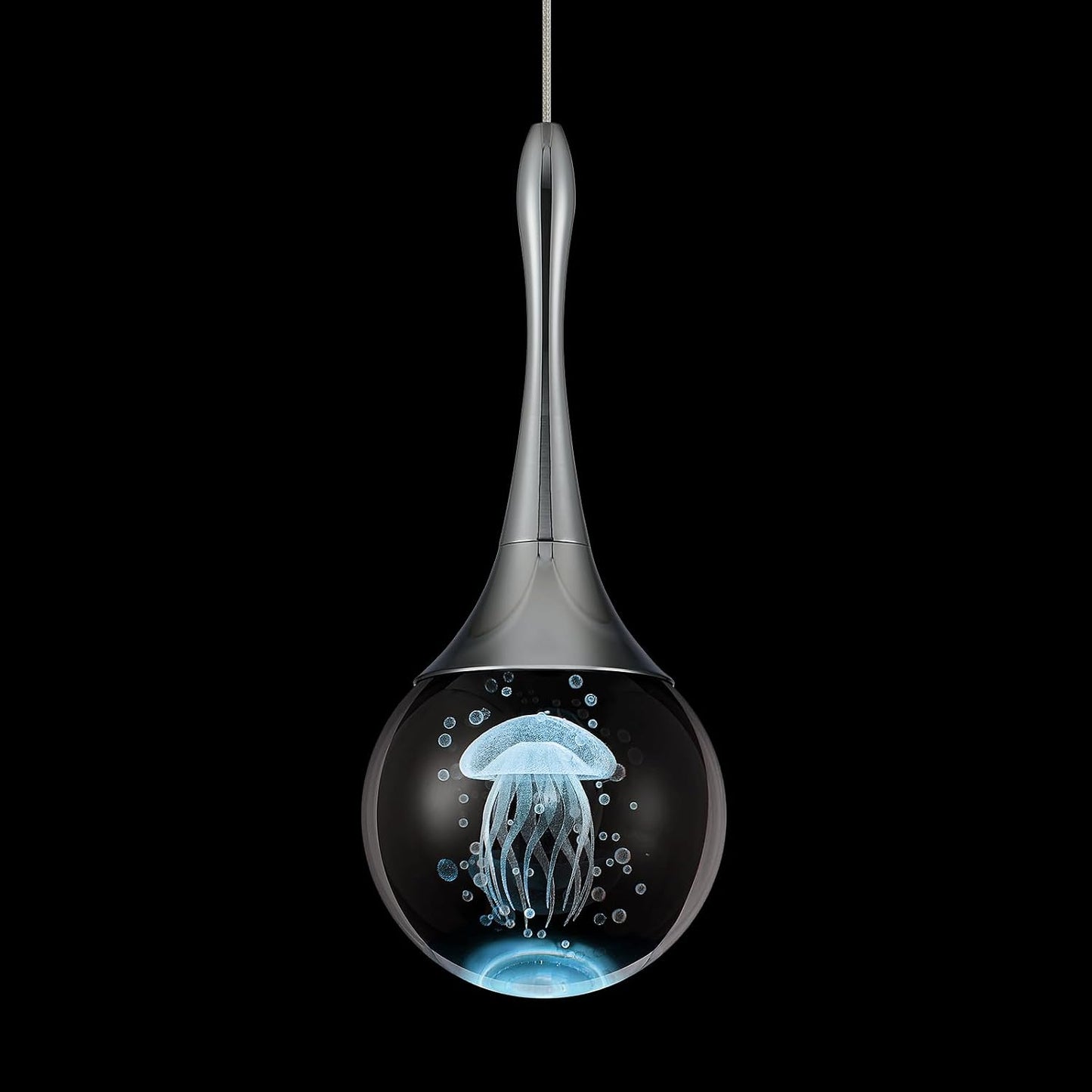 Lámpara colgante LED medusas cristal cromada 6000K