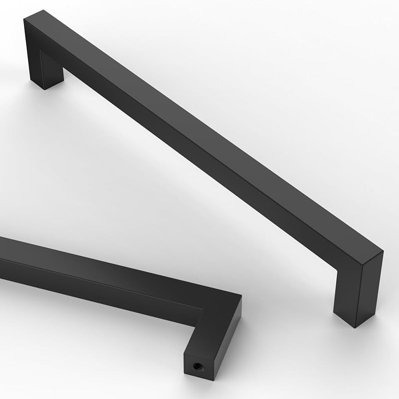 10 Tiradores Acero Inox 8" Negro Mate para Gabinete