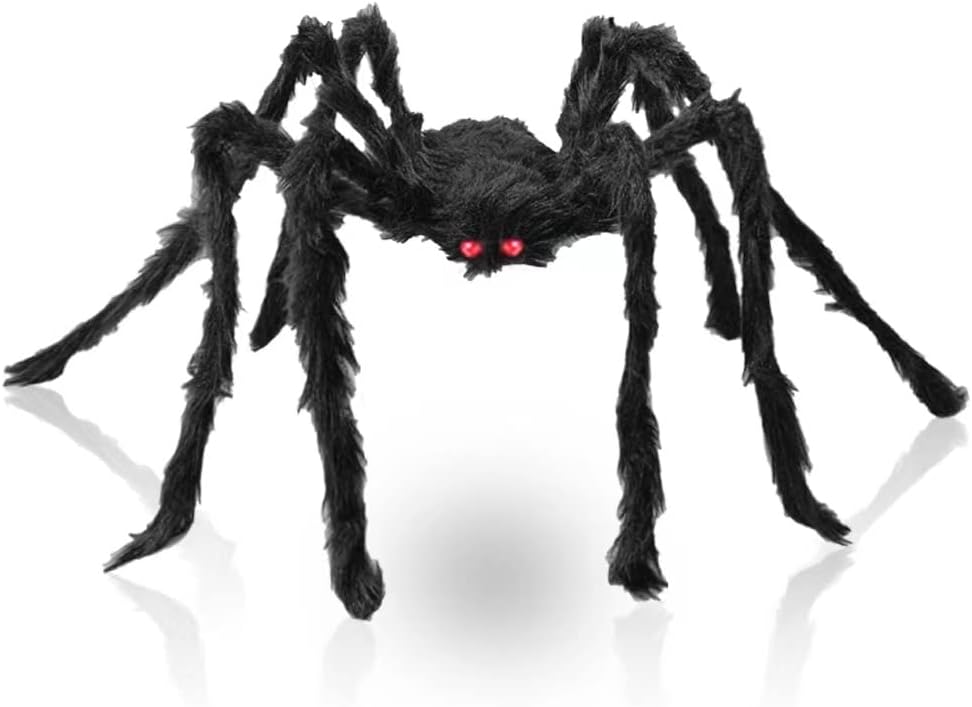 Araña Halloween 4.9ft negra peluda para exteriores patio