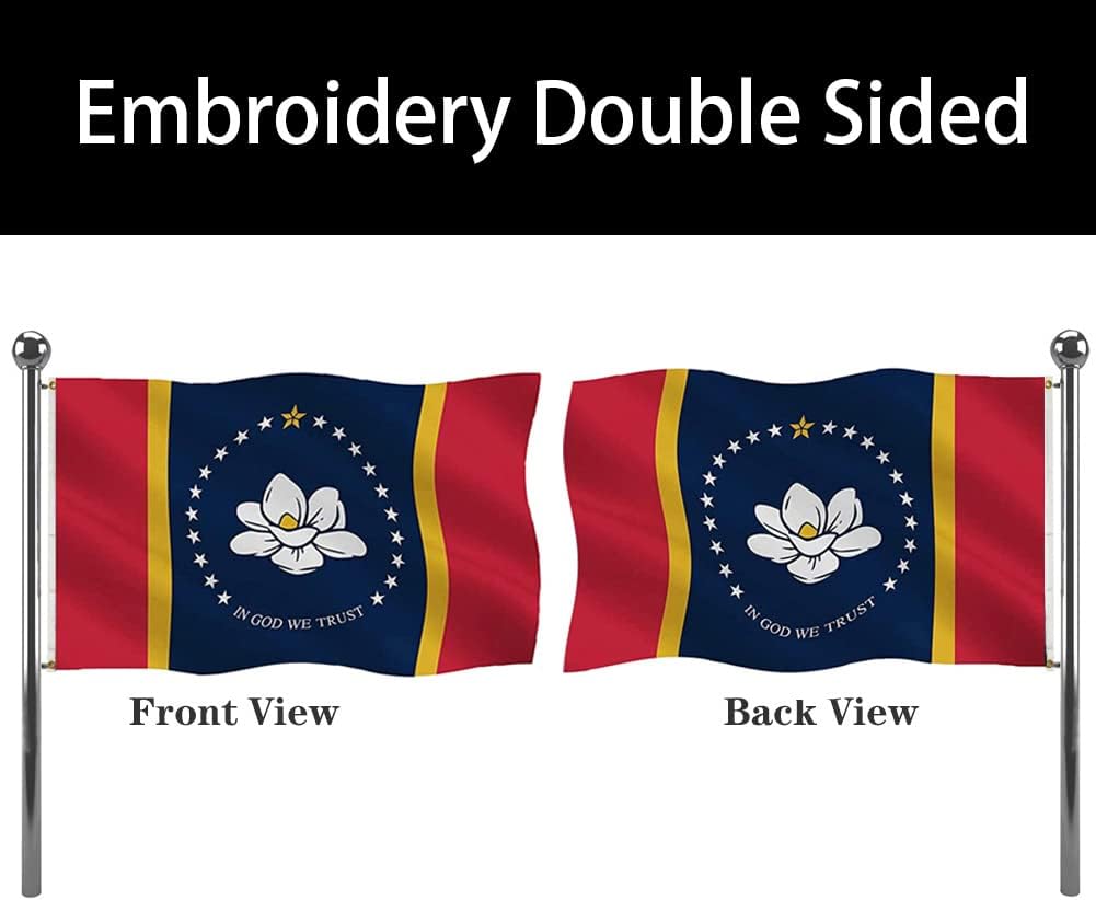Banderas bordadas Mississippi 3x5 doble cara