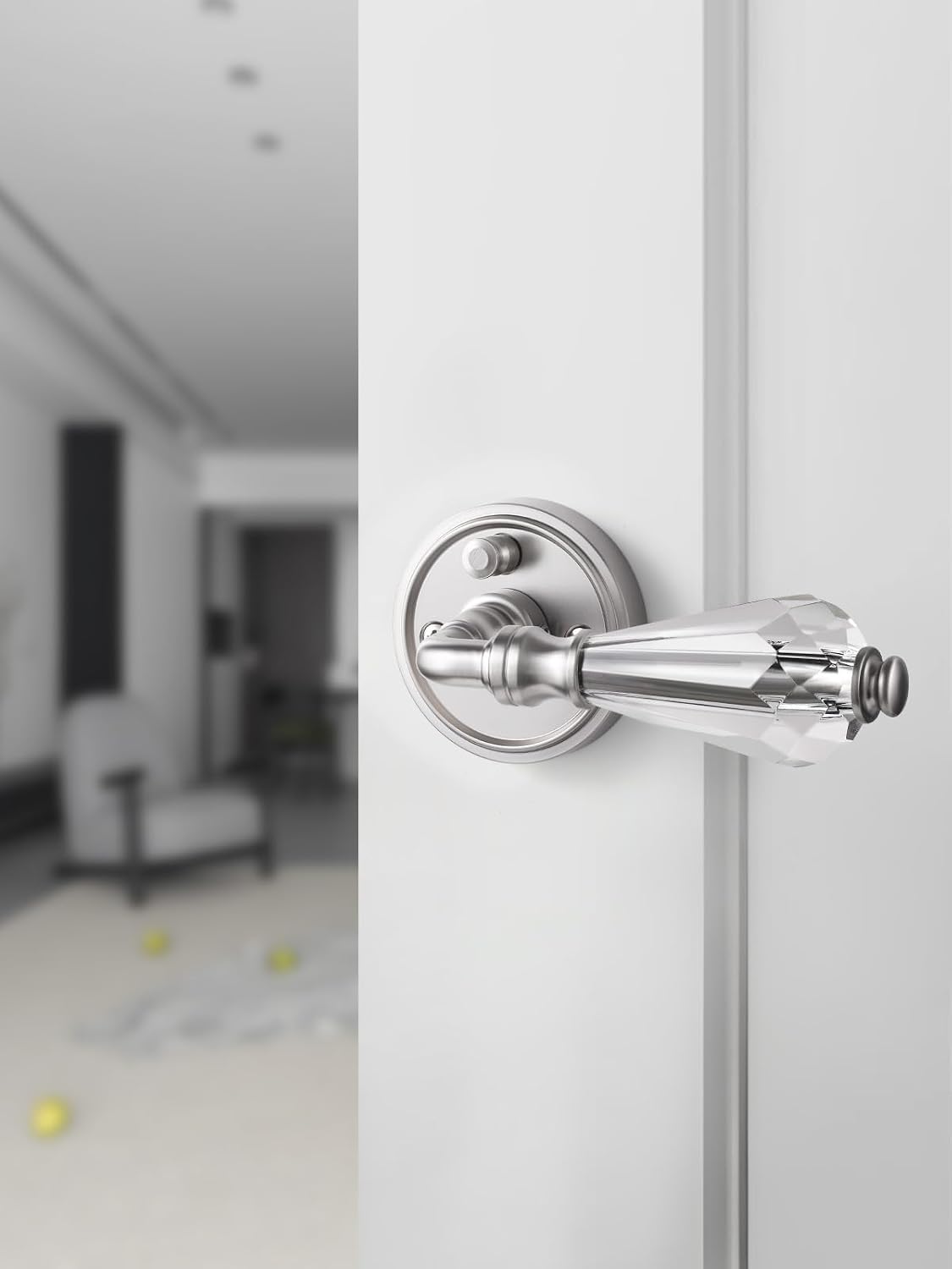 Manija puerta vidrio níquel satinado para dormitorio y baño