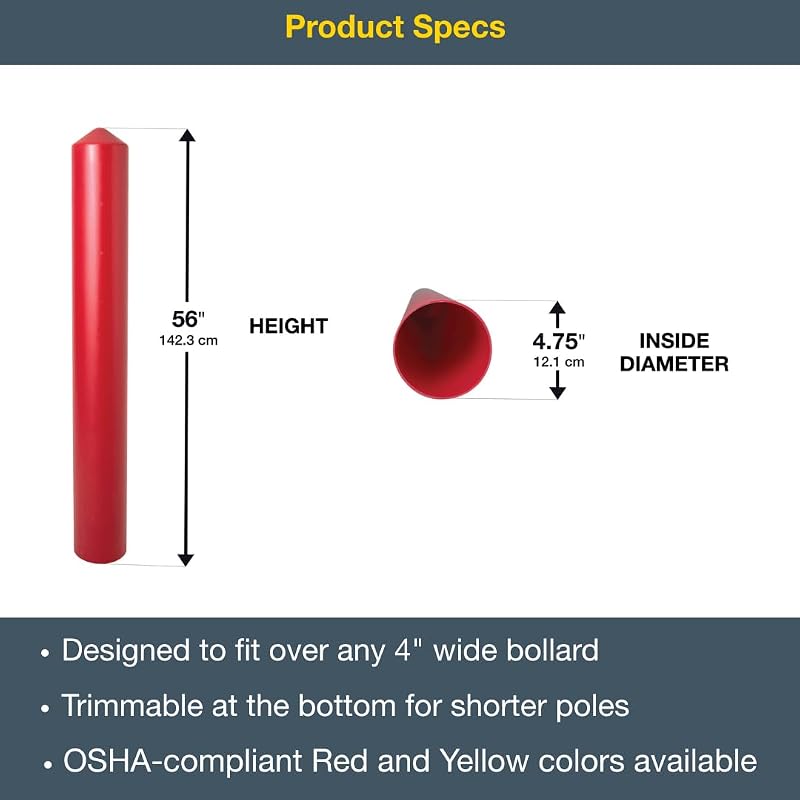 Fundas bolardo poste 4" plástico HDPE rojo recortable