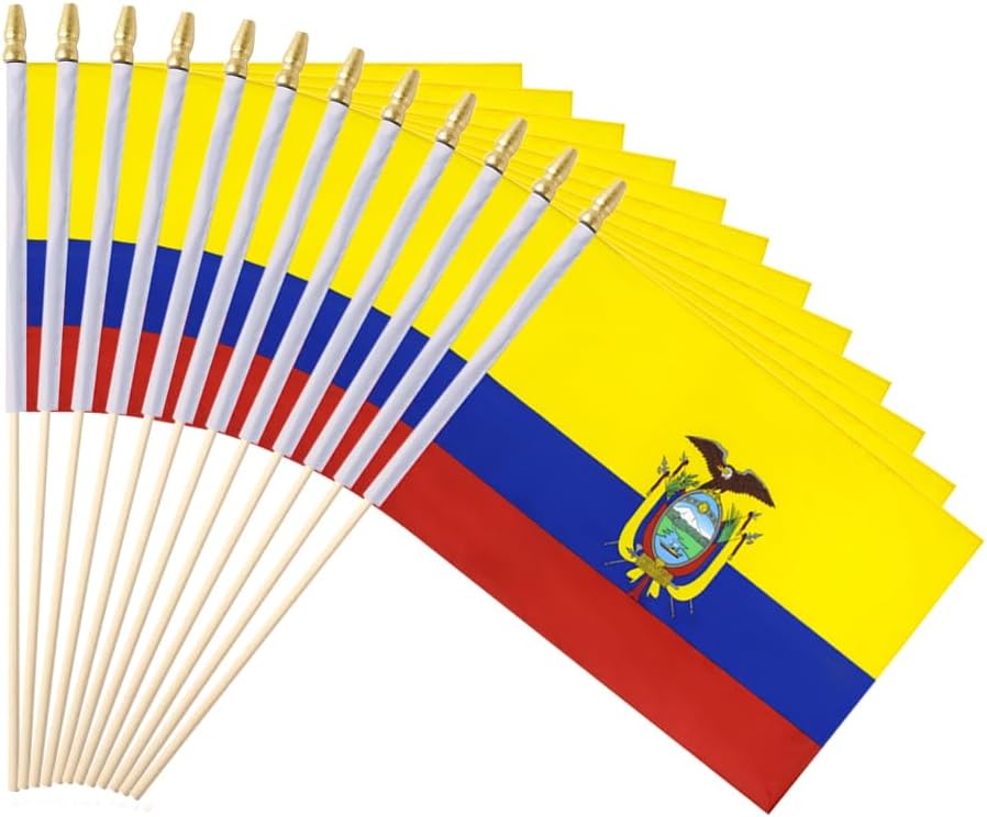 25 Banderas Ecuador en Palo 5x8"