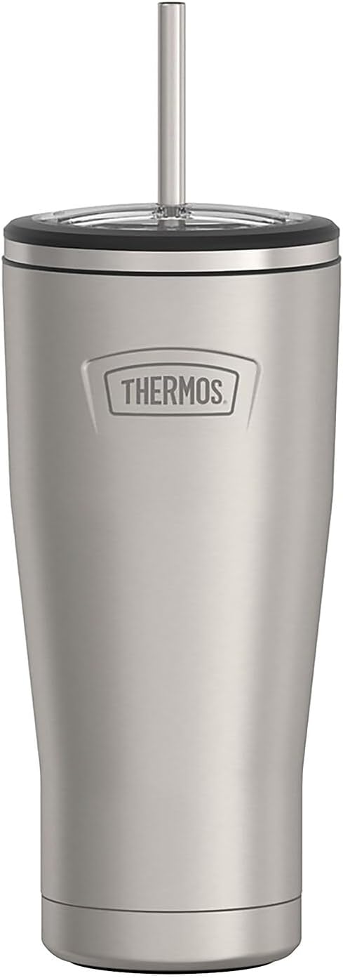 Vaso térmico acero inox mate con tapa y pajita 710ml