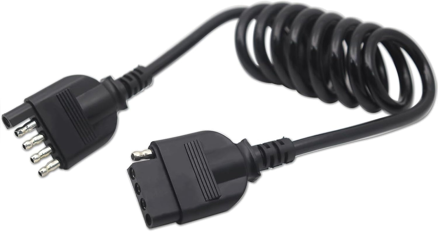 Arnés extensión cable espiral flexible remolque 5 vías 35pulg