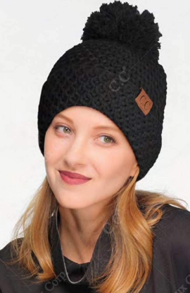 Gorro unisex punto suave cálido con pompón