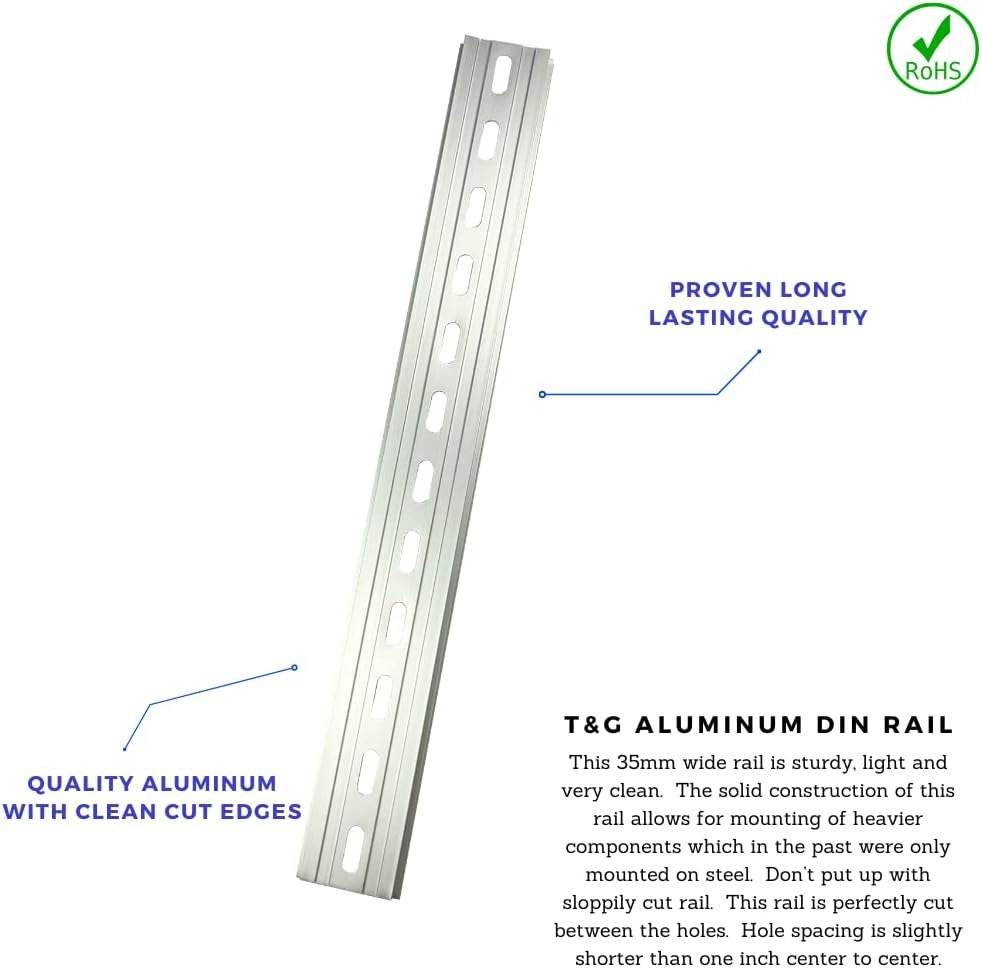 5 Pzas Riel Aluminio Ranurado DIN 35x7.5mm 12pulg