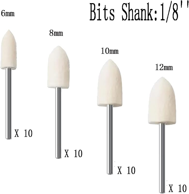 40 Brocas Lana Bala Kit Cono Fieltro 1/8pulg Dremel