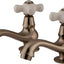 Grifo lavabo mango cruzado porcelana níquel cepillado