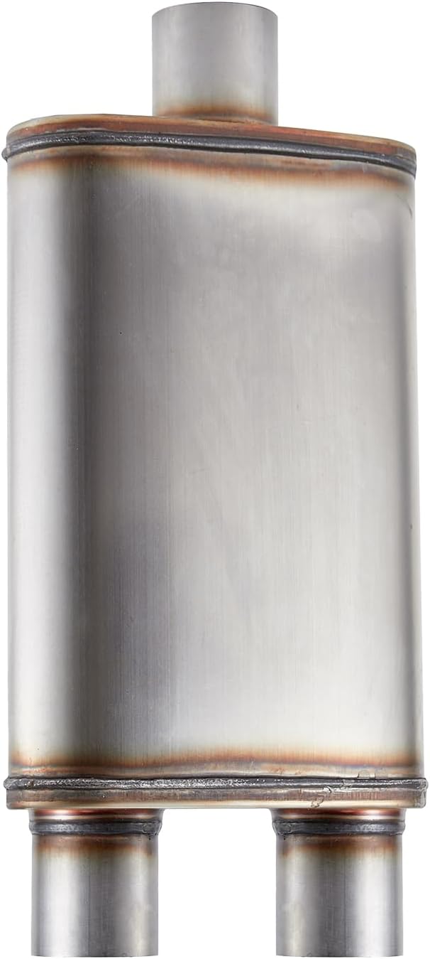 Silenciador escape acero inox 409 doble salida 2.5"