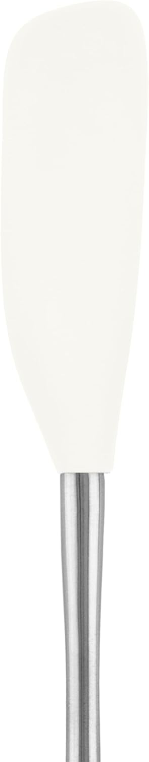 Espátula silicona acero inox mango largo blanca resistente calor