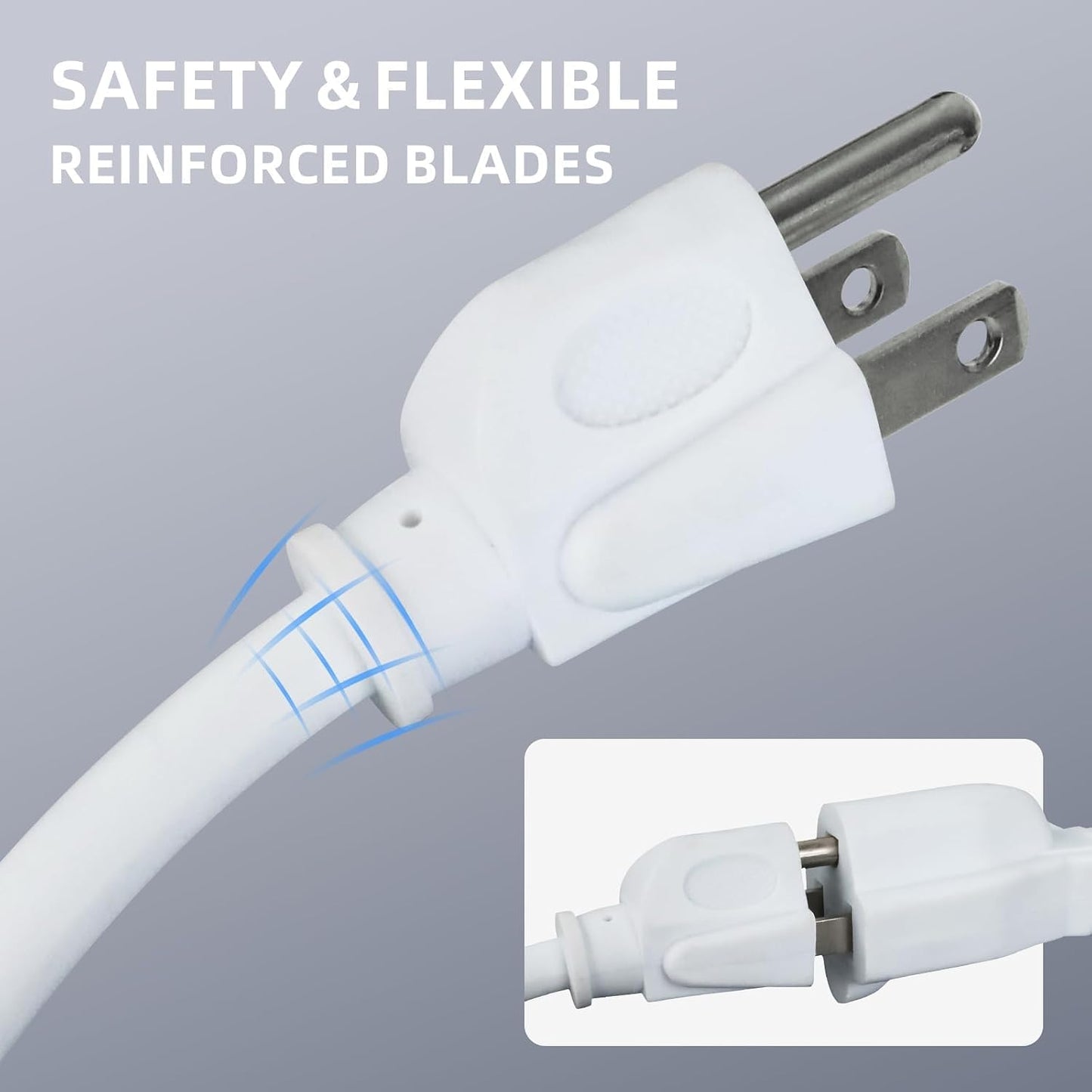 Cable extensión exterior 6ft SJTW 16/3 blanco enchufe tierra UL