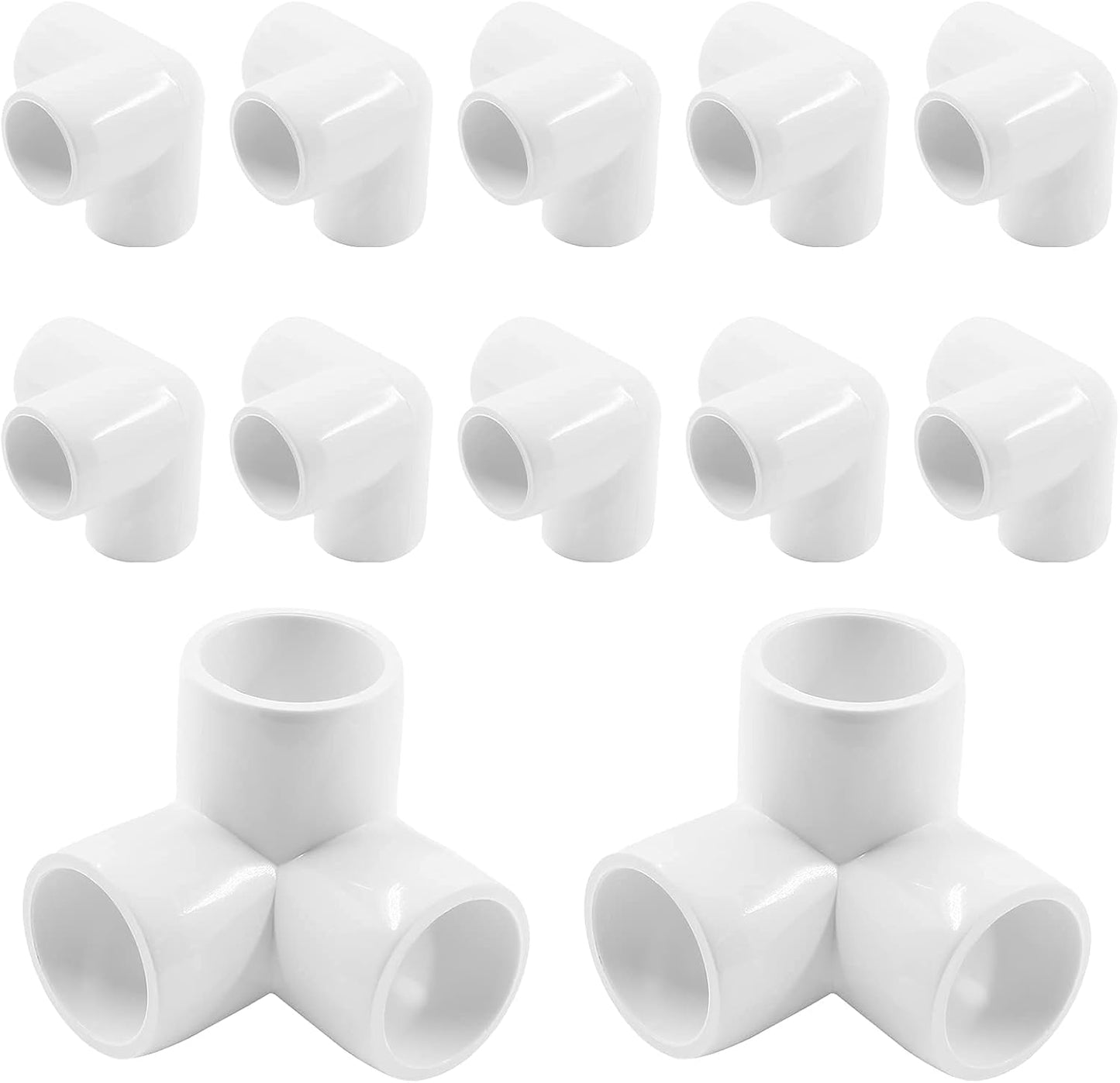 12 Codos PVC 1/2pulg 3 Vías Blanco para Invernadero