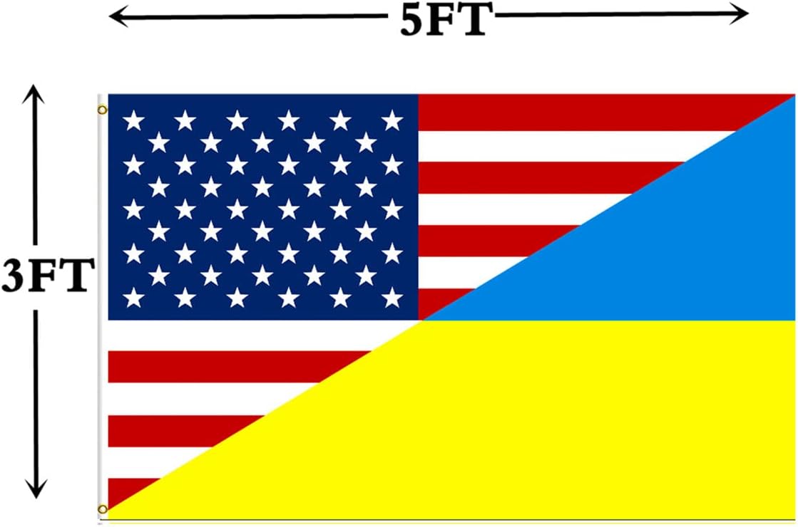Bandera Ucrania EE.UU. 3x5ft poliéster doble costura